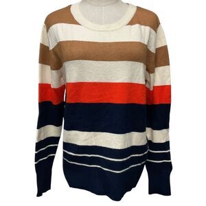 Sophie Rue Striped‎ Crewneck Sweater Size L Long Sleeve Nautical Knit Cozy